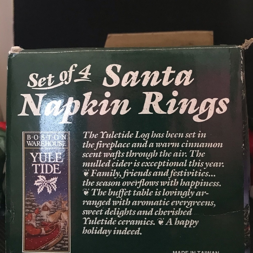 Yule Tide set of 4 Vintage Santa Napkin Holder rings - Picture 11 of 12